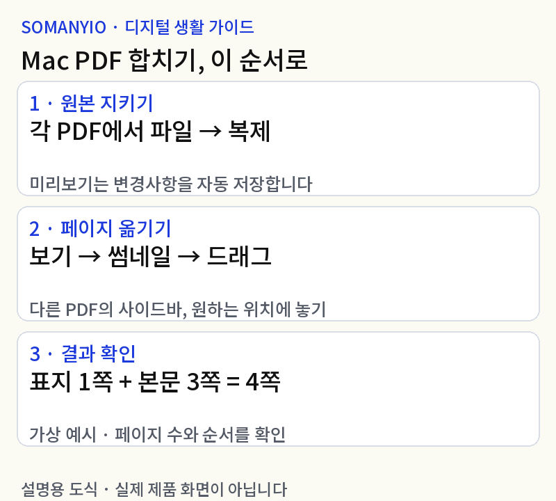 Mac에서 PDF 합치기: 미리보기로 원본을 지키며 병합하기